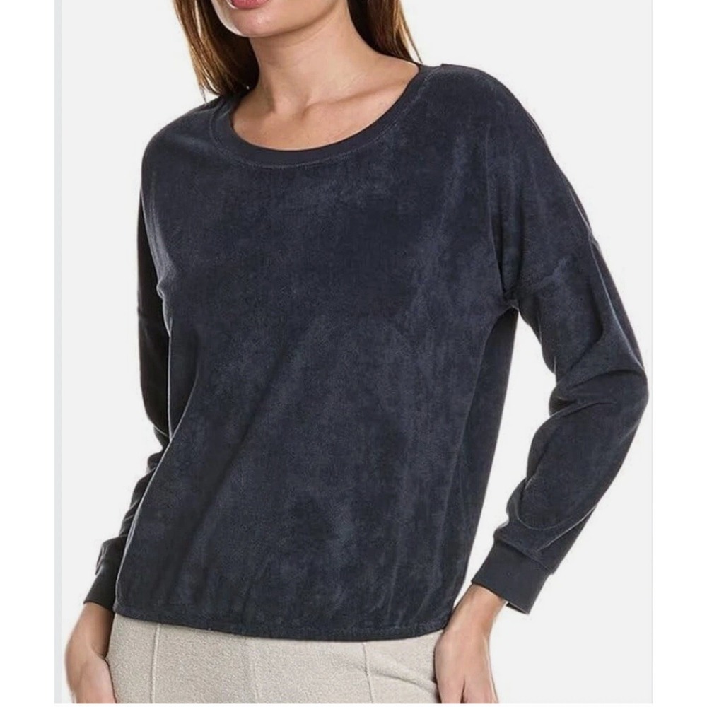 Barefoot‎ Dreams Beach Lightweight Terry Dolman Pullover Lounge Top Navy Sz Med